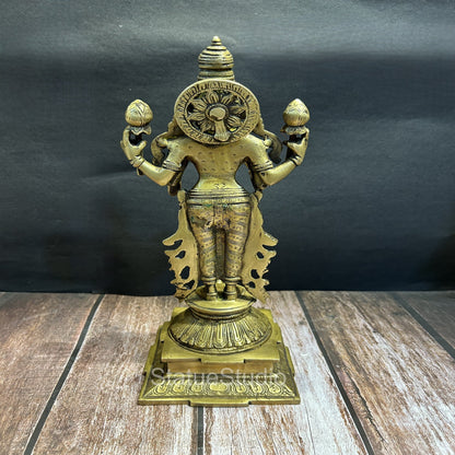Brass Goddess Lakshmi Idol Antique Finish For Home Decor 14" by vendor-unknown - Hindu Gods (View 4)