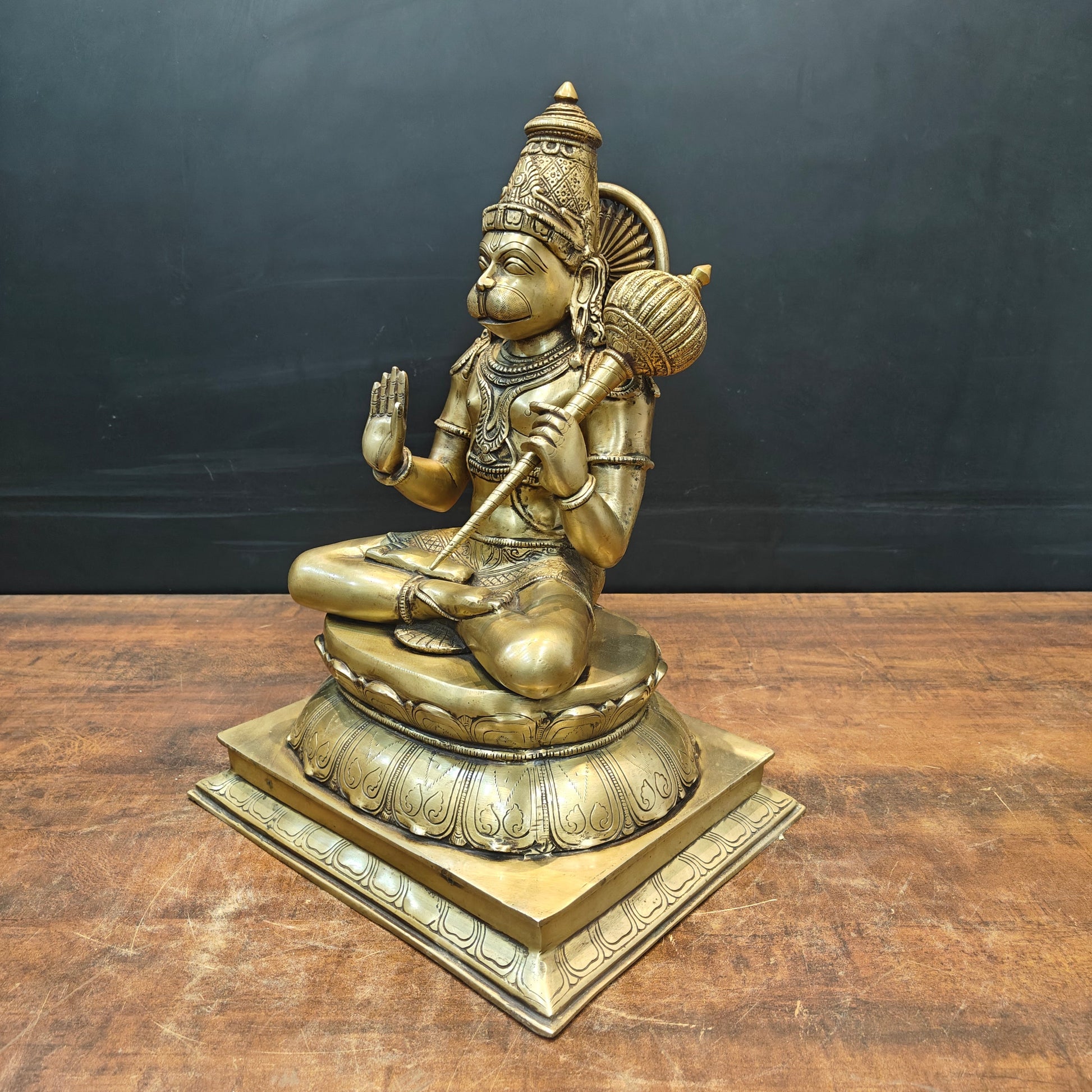 Brass Hanuman Statue Antique Finish For Home Temple Decor 1.5 Feet - Image 5