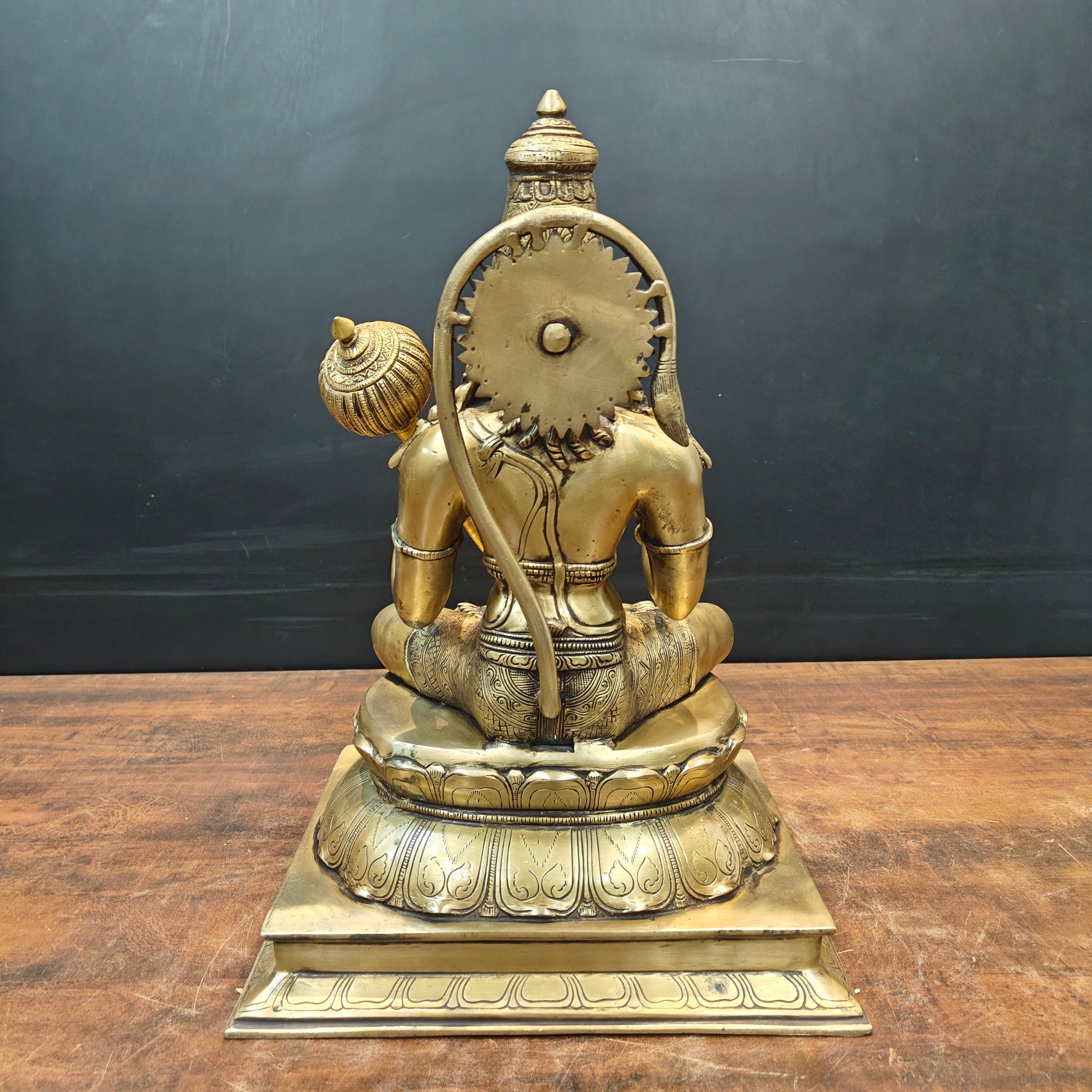 Brass Hanuman Statue Antique Finish For Home Temple Decor 1.5 Feet - Image 7