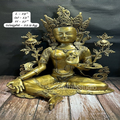 Brass Large Buddhist Tara Idol Antique Finish For Home Decor Showpiece 2 Feet by vendor-unknown - Buddha (View 5)
