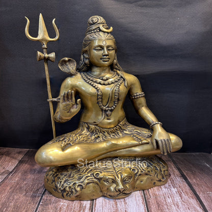Brass Large Shiva Statue Bhole Nath Idol Antique Finish For Home Mandir Decor 2 Feet by vendor-unknown - Hindu Gods (View 3)