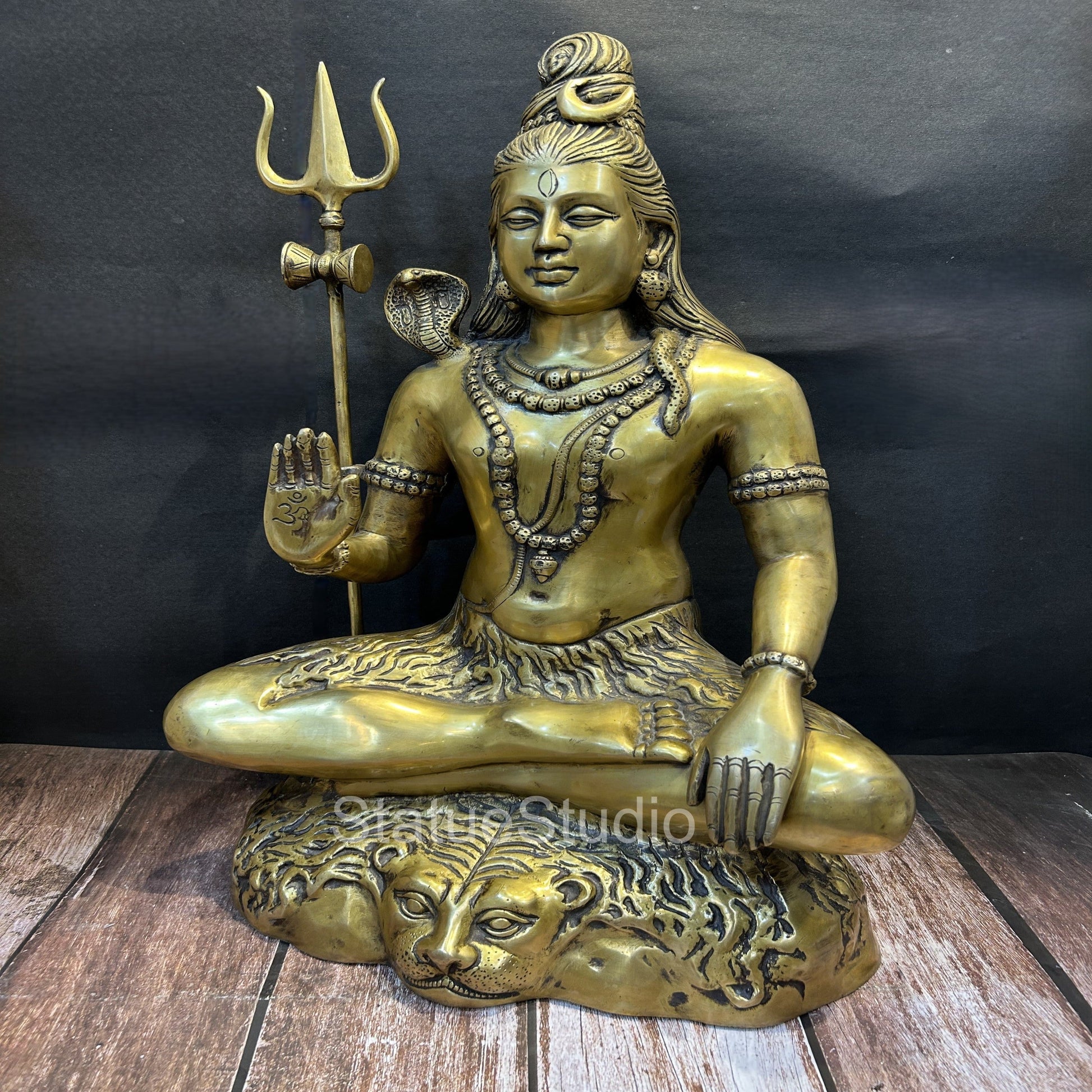 Brass Large Shiva Statue Bhole Nath Idol Antique Finish For Home Mandir Decor 2 Feet - Image 4