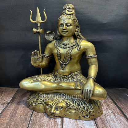 Brass Large Shiva Statue Bhole Nath Idol Antique Finish For Home Mandir Decor 2 Feet by vendor-unknown - Hindu Gods (View 4)