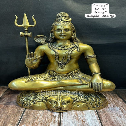 Brass Large Shiva Statue Bhole Nath Idol Antique Finish For Home Mandir Decor 2 Feet by vendor-unknown - Hindu Gods (View 6)