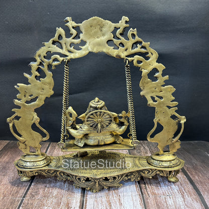 Brass Ganesha Jhula Statue Antique Finish For Home Decor Showpiece 1.5 Feet by vendor-unknown - Hindu Gods (View 4)