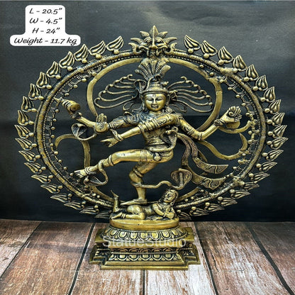Brass Nataraja Statue Dancing Shiva Idol For Home Decor Showpiece 2 Feet by vendor-unknown - Hindu Gods (View 6)