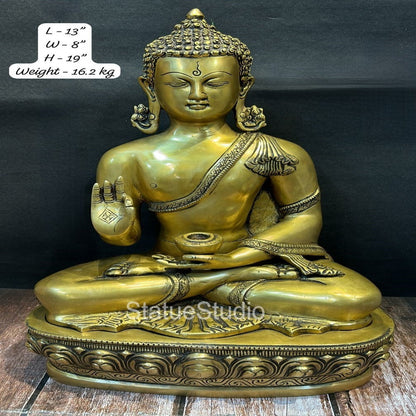 Brass Buddha Statue Antique Finish For Home Decor Showpiece 19" by vendor-unknown - Buddha (View 7)