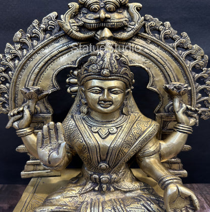 Brass Goddess Lakshmi Statue Antique Finish For Home Decor 1.5 Feet by vendor-unknown - Hindu Gods (View 2)