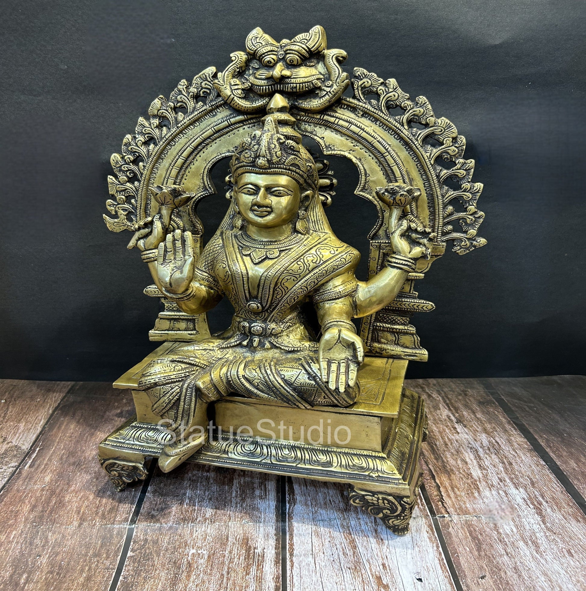 Brass Goddess Lakshmi Statue Antique Finish For Home Decor 1.5 Feet - Image 3
