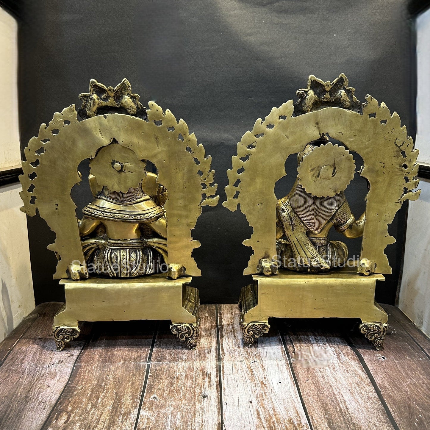 Brass Ganesha Lakshmi Idol Antique Finish For Home Temple Decor Gift 19"