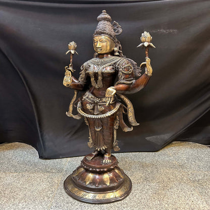 Brass Standing Radha Idol Antique Finish For Home Temple Decor 39" by vendor-unknown - Hindu Gods (View 6)