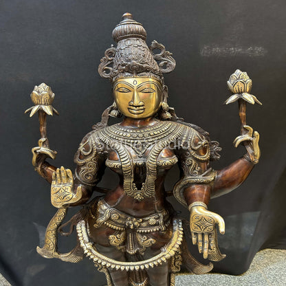 Brass Standing Radha Idol Antique Finish For Home Temple Decor 39" by vendor-unknown - Hindu Gods (View 7)