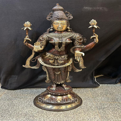Brass Standing Radha Idol Antique Finish For Home Temple Decor 39" by vendor-unknown - Hindu Gods (View 2)