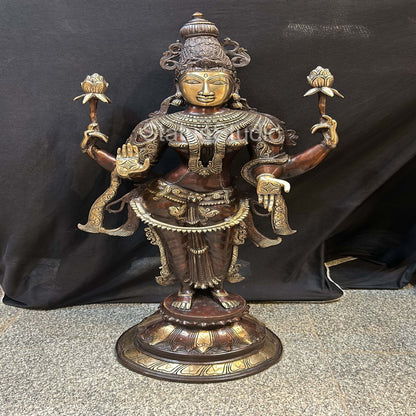 Brass Standing Radha Idol Antique Finish For Home Temple Decor 39" by vendor-unknown - Hindu Gods (View 3)