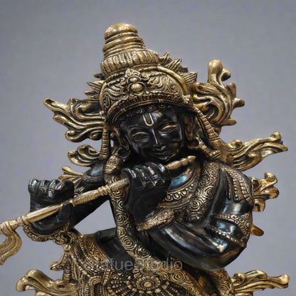 Brass Krishna Idol Finely Crafted Antique Finish For Home Decor 4 Feet by vendor-unknown - Hindu Gods (View 4)