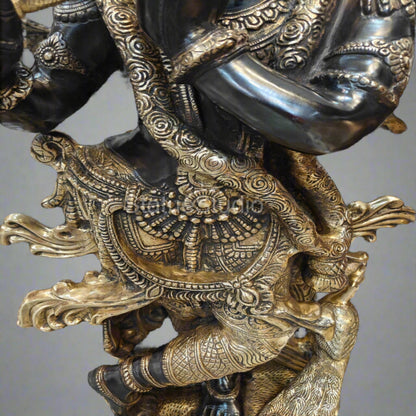 Brass Krishna Idol Finely Crafted Antique Finish For Home Decor 4 Feet by vendor-unknown - Hindu Gods (View 6)