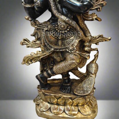 Brass Krishna Idol Finely Crafted Antique Finish For Home Decor 4 Feet by vendor-unknown - Hindu Gods (View 7)