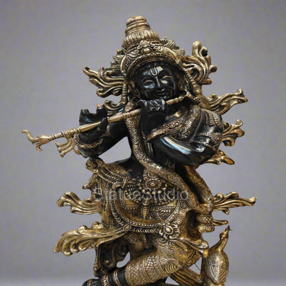 Brass Krishna Idol Finely Crafted Antique Finish For Home Decor 4 Feet by vendor-unknown - Hindu Gods (View 5)