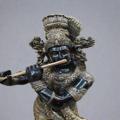 Brass Large Krishna Statue Antique Finish For Home Temple Decor Showpiece 44" by vendor-unknown - Hindu Gods (View 4)