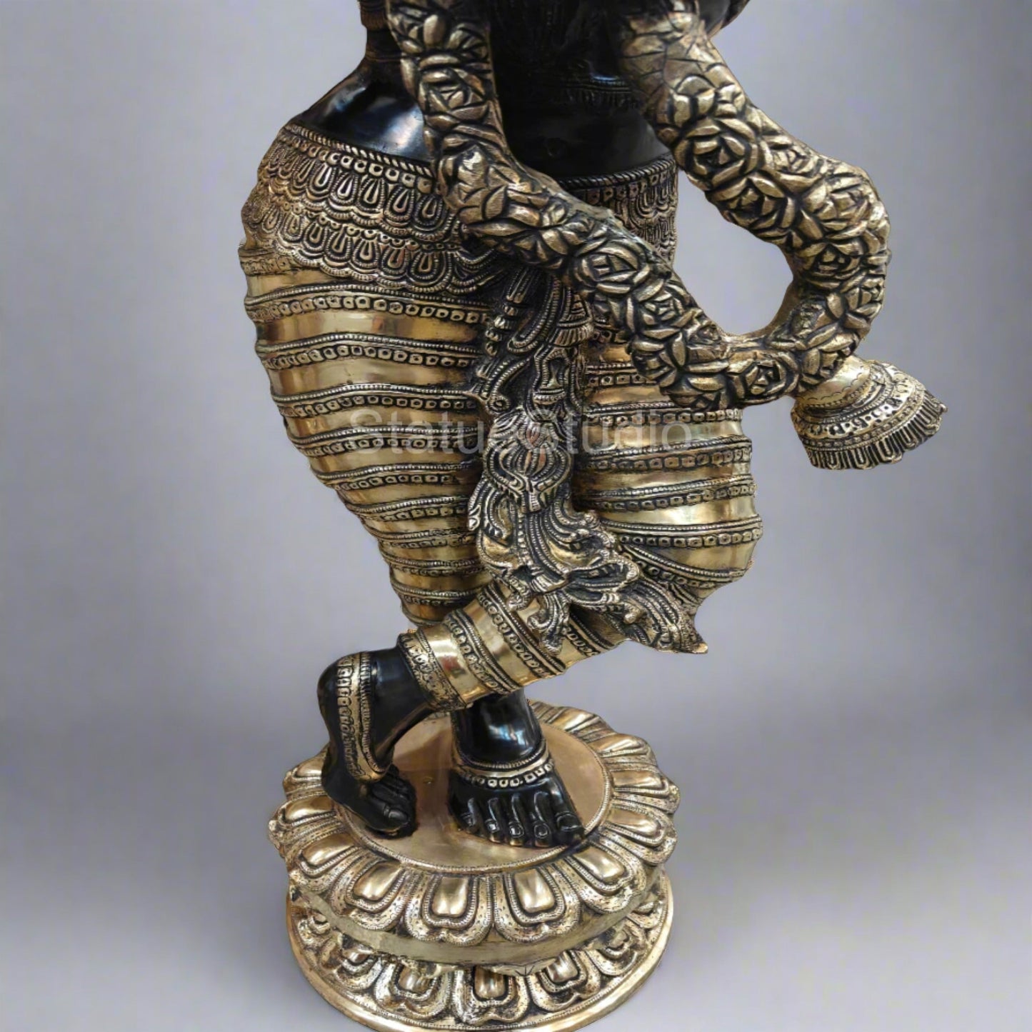 Brass Large Krishna Statue Antique Finish For Home Temple Decor Showpiece 44"