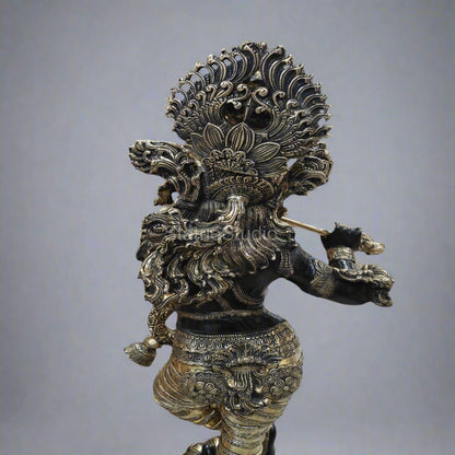 Brass Large Krishna Statue Antique Finish For Home Temple Decor Showpiece 44" by vendor-unknown - Hindu Gods (View 7)