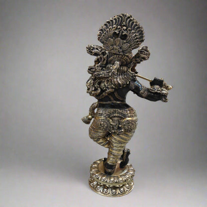 Brass Large Krishna Statue Antique Finish For Home Temple Decor Showpiece 44" by vendor-unknown - Hindu Gods (View 8)