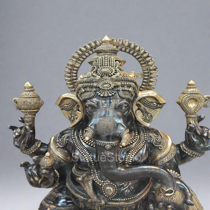 Brass Large Ganesha Statue Antique Finish For Home Decor 5 Feet by vendor-unknown - Hindu Gods (View 4)