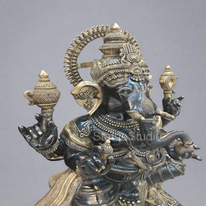 Brass Large Ganesha Statue Antique Finish For Home Decor 5 Feet by vendor-unknown - Hindu Gods (View 6)
