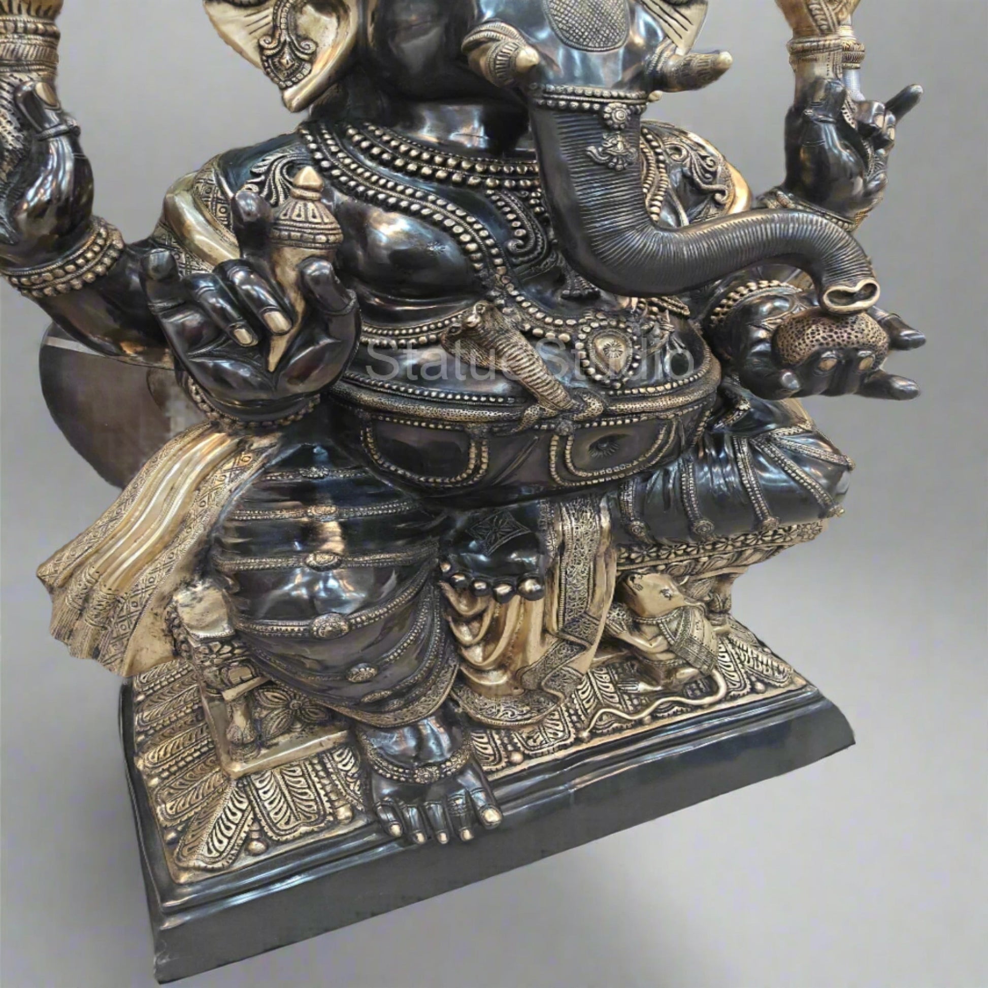Brass Large Ganesha Statue Antique Finish For Home Decor 5 Feet - Image 7