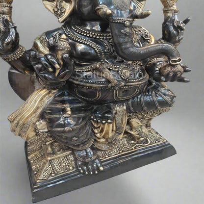 Brass Large Ganesha Statue Antique Finish For Home Decor 5 Feet by vendor-unknown - Hindu Gods (View 7)