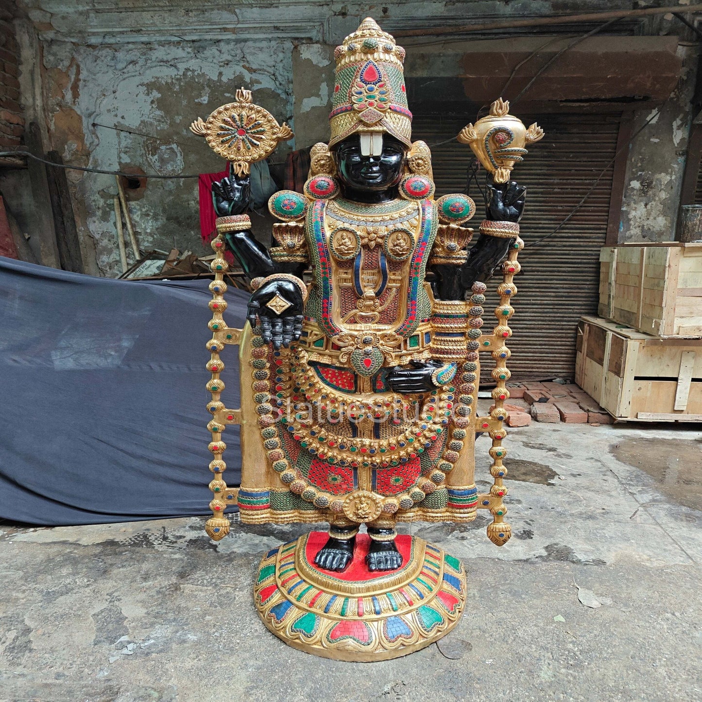 Brass Large Tirupati Balaji Statue Stone Work For Home Decor 6 Feet