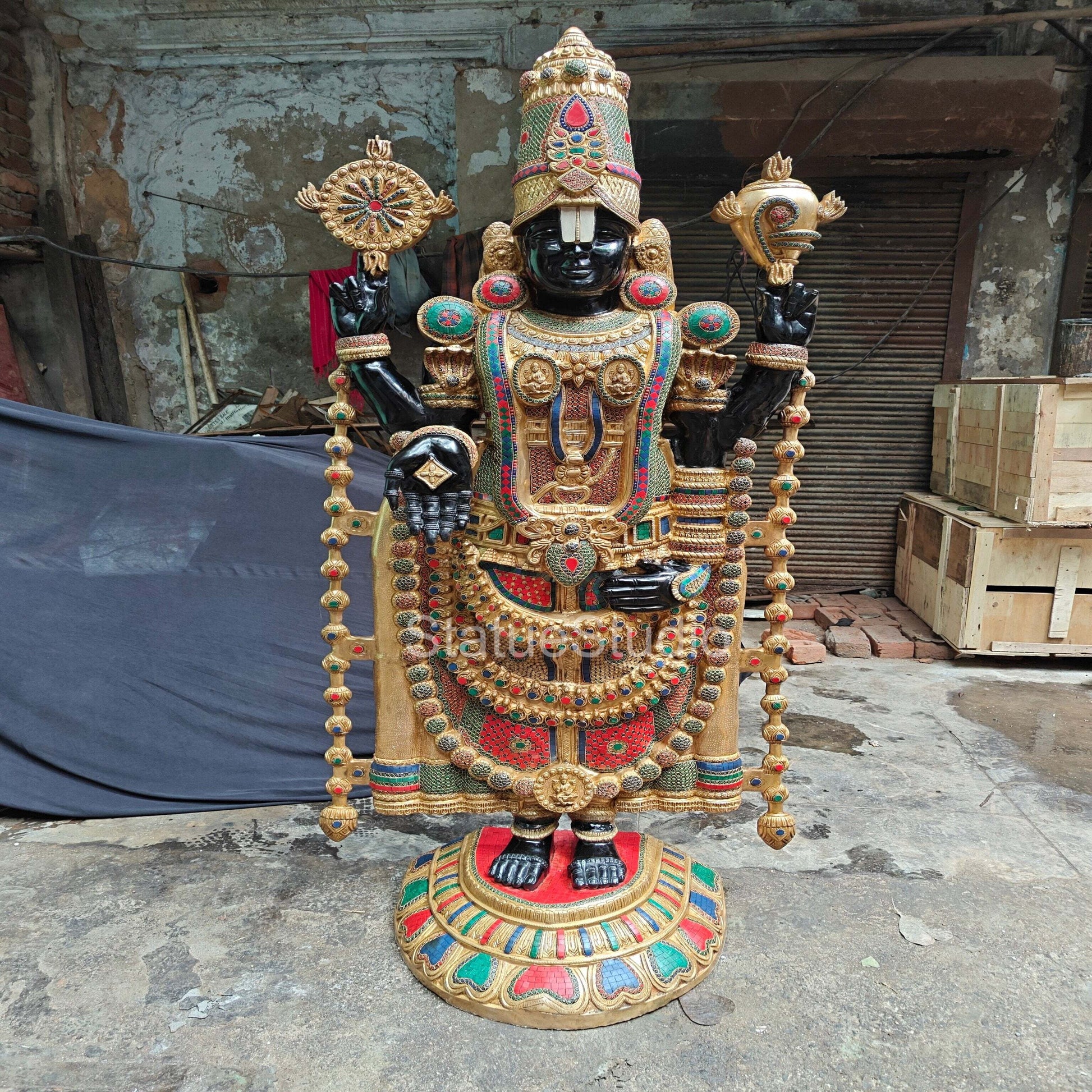 Brass Large Tirupati Balaji Statue Stone Work For Home Decor 6 Feet - Image 4