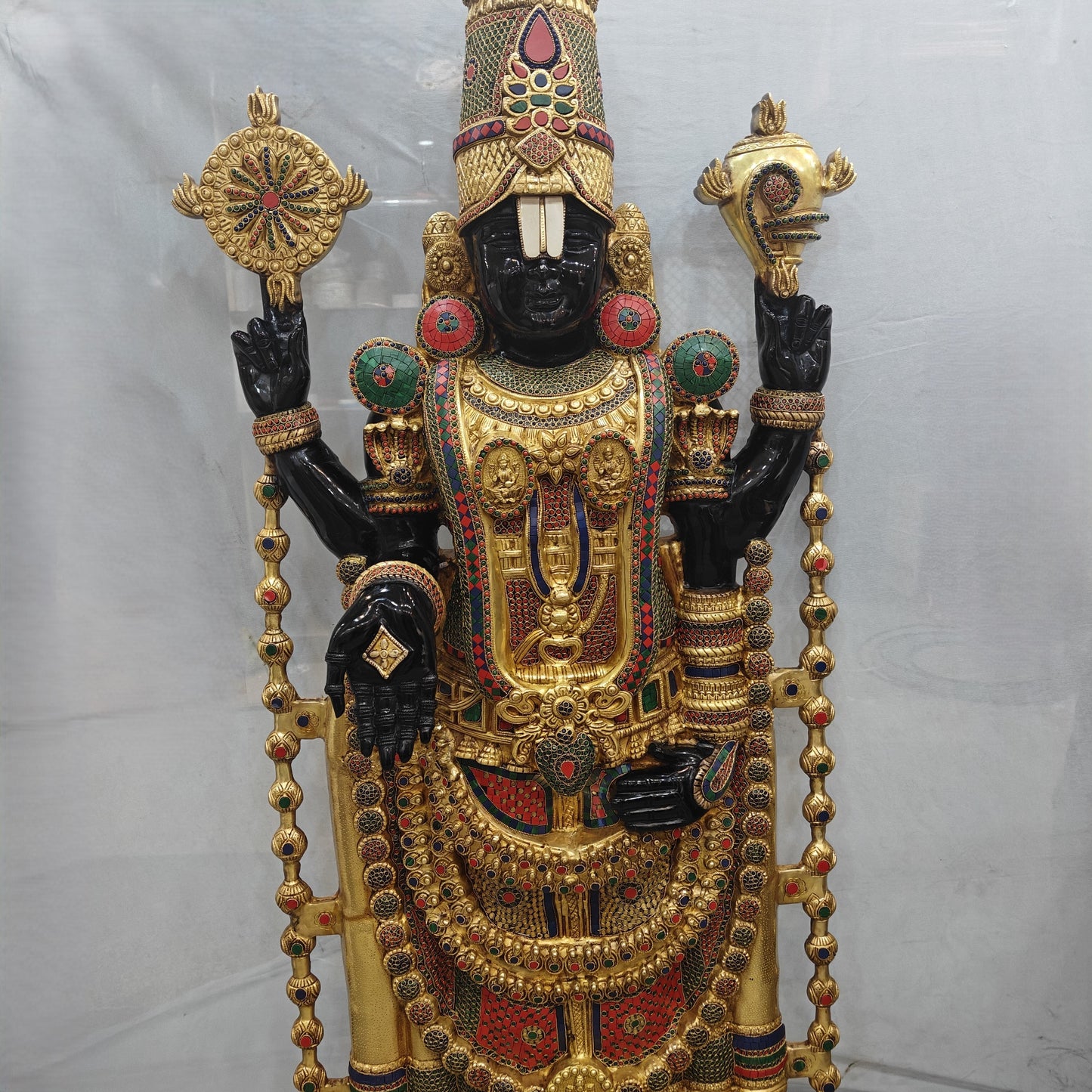 Brass Large Tirupati Balaji Statue Stone Work For Home Decor 6 Feet