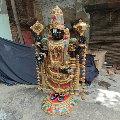 Brass Large Tirupati Balaji Statue Stone Work For Home Decor 6 Feet by vendor-unknown - Hindu Gods (View 5)