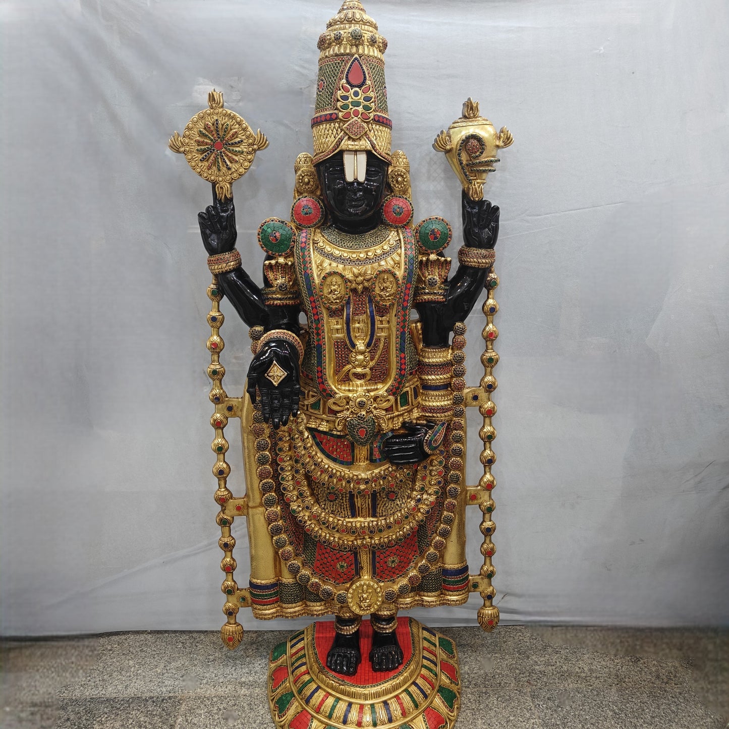 Brass Large Tirupati Balaji Statue Stone Work For Home Decor 6 Feet