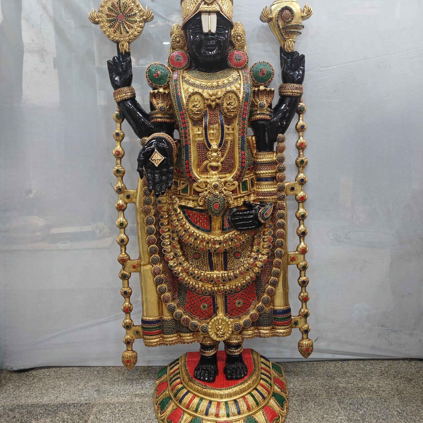 Brass Large Tirupati Balaji Statue Stone Work For Home Decor 6 Feet