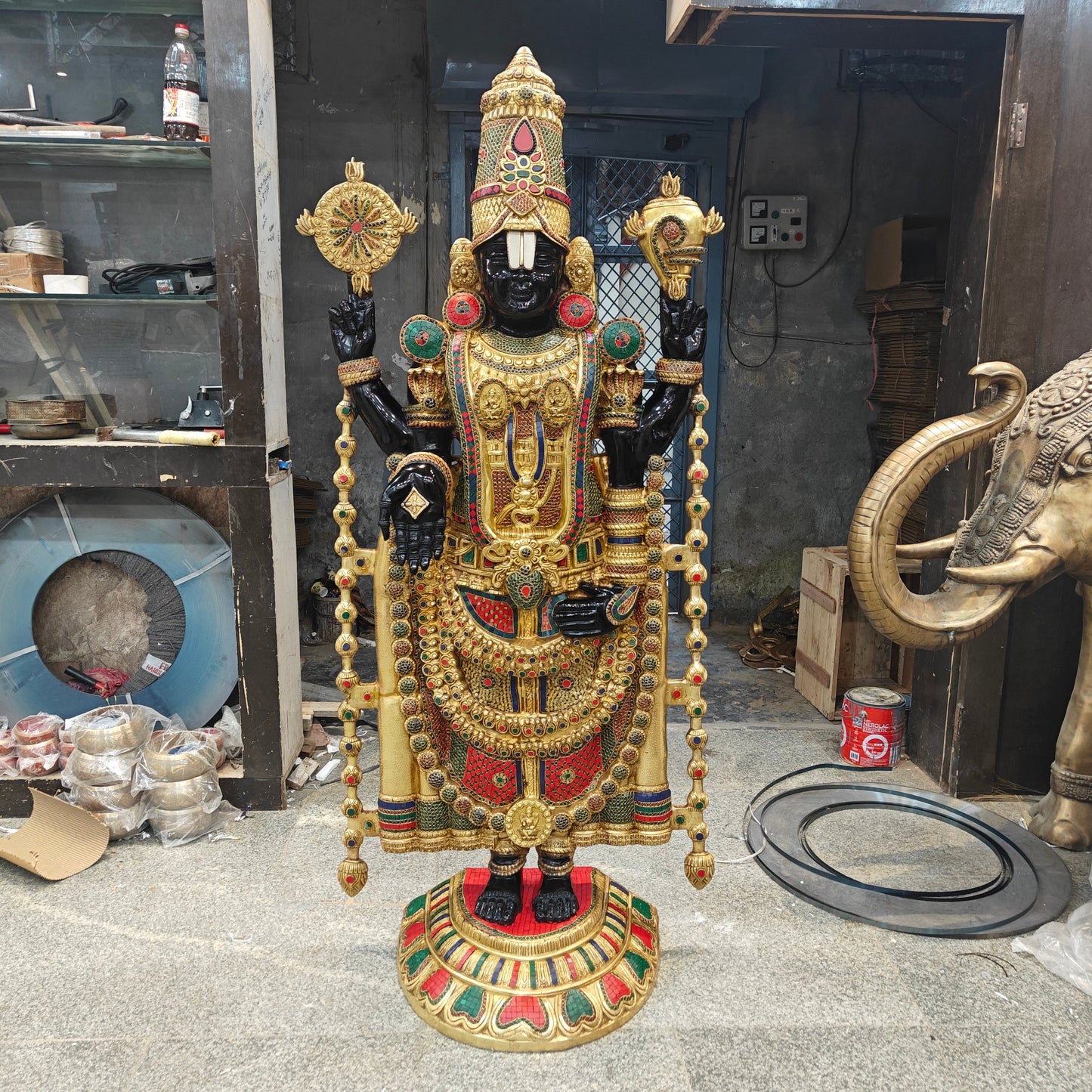Brass Large Tirupati Balaji Statue Stone Work For Home Decor 6 Feet