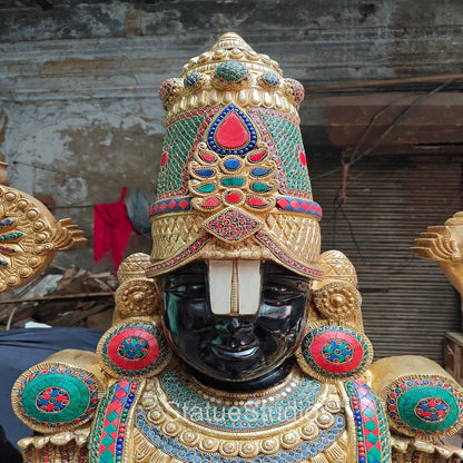 Brass Large Tirupati Balaji Statue Stone Work For Home Decor 6 Feet by vendor-unknown - Hindu Gods (View 10)