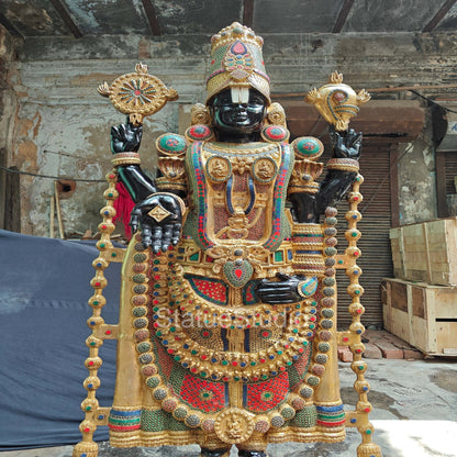 Brass Large Tirupati Balaji Statue Stone Work For Home Decor 6 Feet by vendor-unknown - Hindu Gods (View 6)