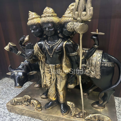 Brass Large Trinity Of Hindu God Dattatreya Idol For Home Temple Decor 2 Feet by vendor-unknown - Hindu Gods (View 6)