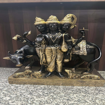 Brass Large Trinity Of Hindu God Dattatreya Idol For Home Temple Decor 2 Feet by vendor-unknown - Hindu Gods (View 4)