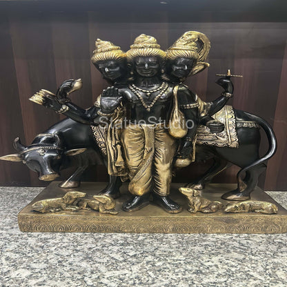 Brass Large Trinity Of Hindu God Dattatreya Idol For Home Temple Decor 2 Feet by vendor-unknown - Hindu Gods (View 3)