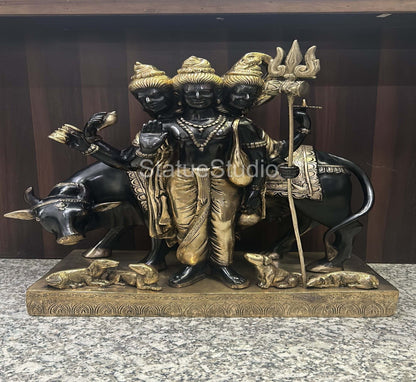 Brass Large Trinity Of Hindu God Dattatreya Idol For Home Temple Decor 2 Feet by vendor-unknown - Hindu Gods (View 5)