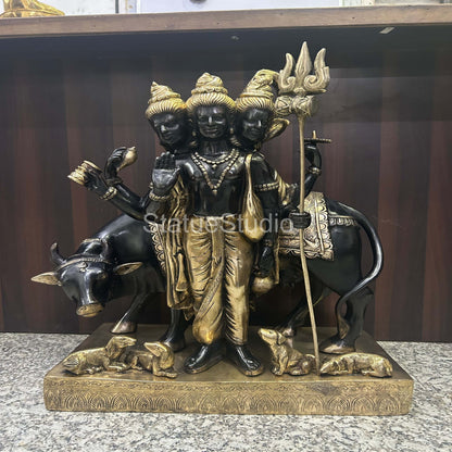 Brass Large Trinity Of Hindu God Dattatreya Idol For Home Temple Decor 2 Feet by vendor-unknown - Hindu Gods (View 7)