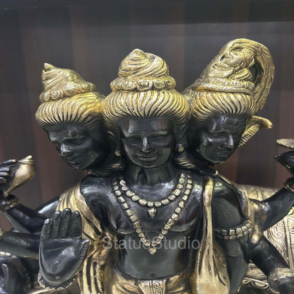 Brass Large Trinity Of Hindu God Dattatreya Idol For Home Temple Decor 2 Feet by vendor-unknown - Hindu Gods (View 11)