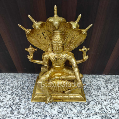 Brass Vishnu Statue Under Serpent For Home Decor 16" by vendor-unknown - Hindu Gods (View 2)