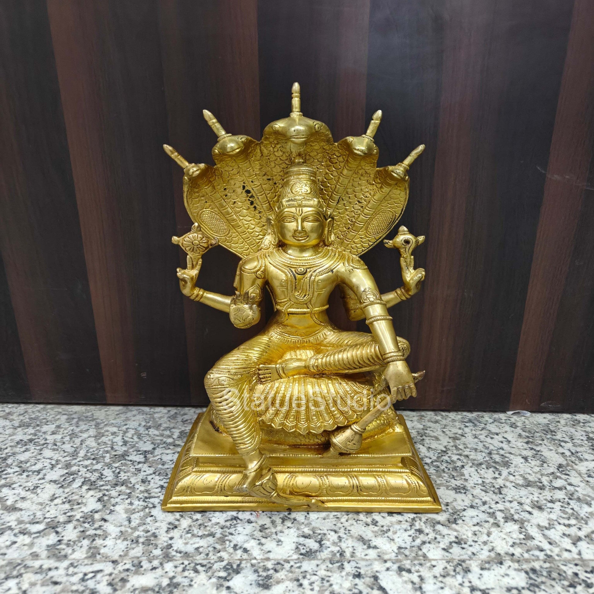 Brass Vishnu Statue Under Serpent For Home Decor 16" - Image 3