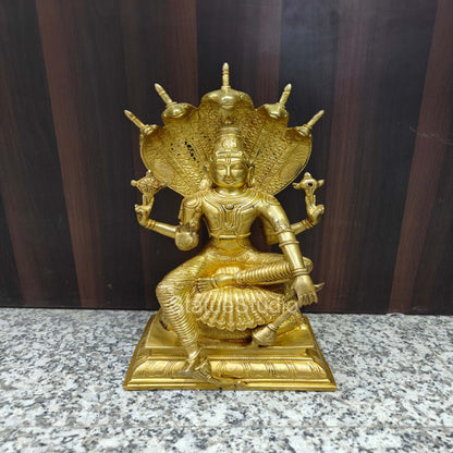 Brass Vishnu Statue Under Serpent For Home Decor 16" by vendor-unknown - Hindu Gods (View 3)
