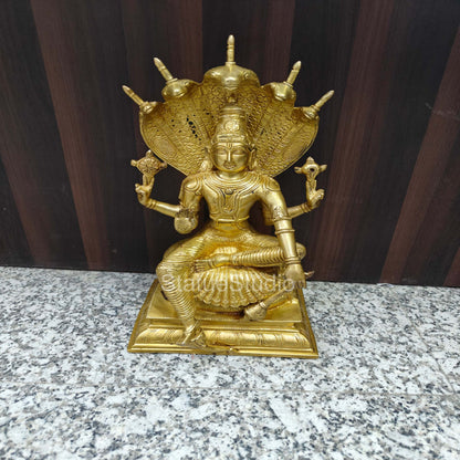 Brass Vishnu Statue Under Serpent For Home Decor 16" by vendor-unknown - Hindu Gods (View 4)
