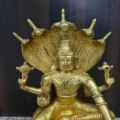 Brass Vishnu Statue Under Serpent For Home Decor 16" by vendor-unknown - Hindu Gods (View 5)